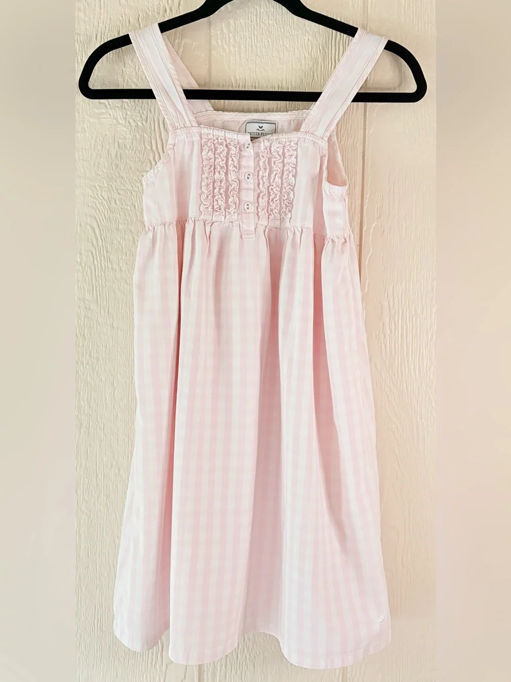 Petite Plume Pink White Striped Ruffle Nightgown Dress Size 10